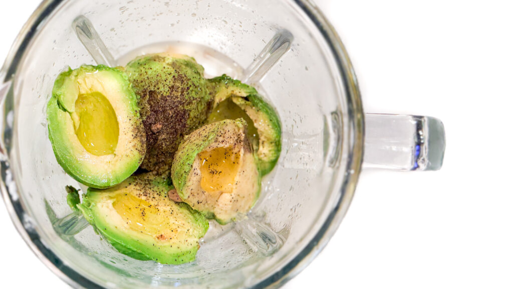 avocado and black pepper in a blender