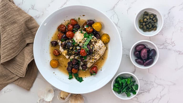 Mediterranean Baked Cod with Lemon Herb Tomatoes