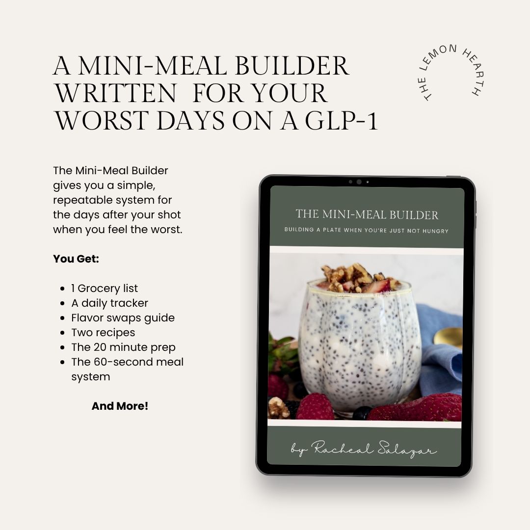 he Mini-Meal Builder" guide cover featuring a glass of blended chia pudding topped with berries and walnuts