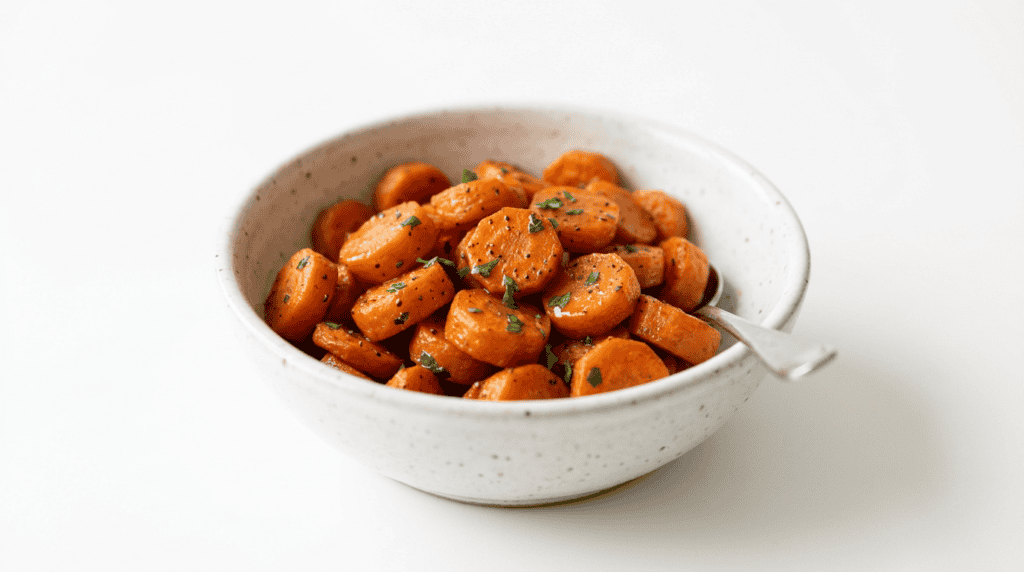 Manage the Ozempic Gut Bowl of sliced saut&eacute;ed carrots with herbs and black pepper