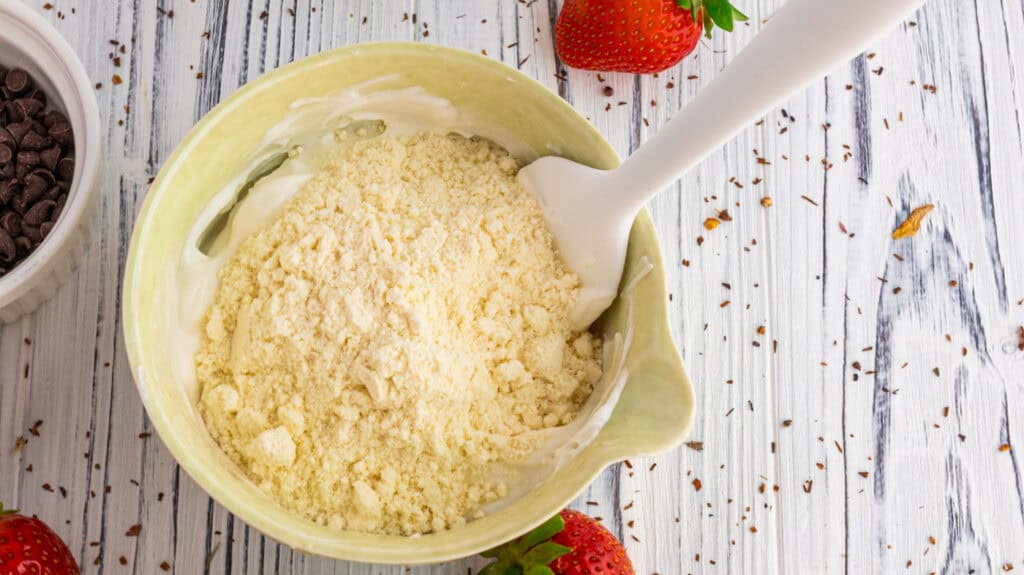 Vanilla strawberry rose parfait with lemon zest and fresh strawberries.